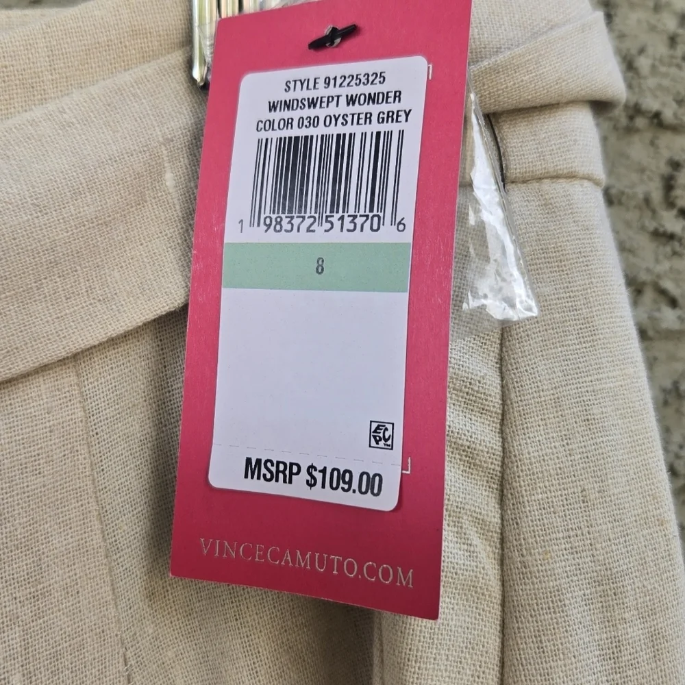 Vince Camuto Windswept Wonder Linen Pants Oyster Grey - Picture 5 of 7